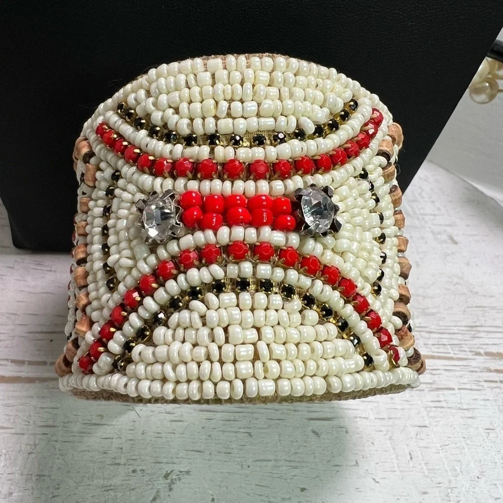 Sam Dupont Beaded Southwestern Tribal Boho Cuff Bracelet D13